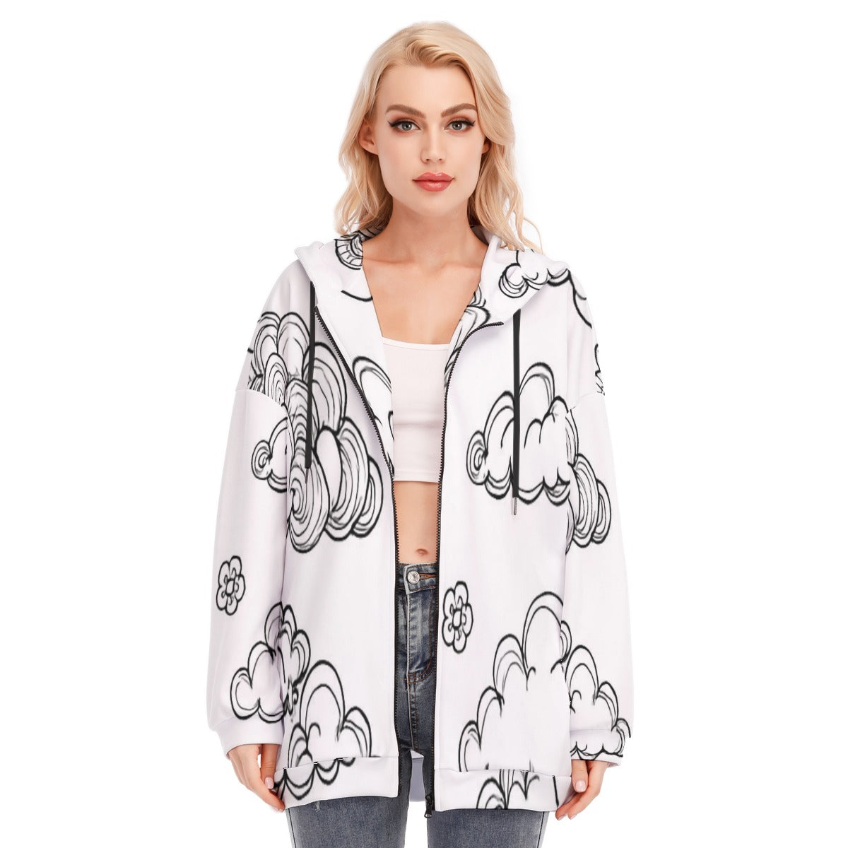 Women's Long Hoodie With Zipper Closure