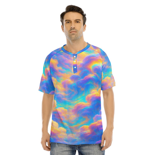 Men's Raglan Sleeve T-shirt With Button Closure