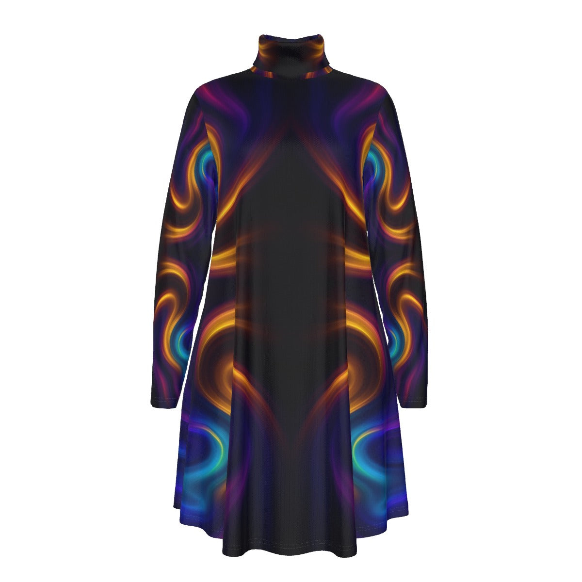 Women's High Neck Dress With Long Sleeve