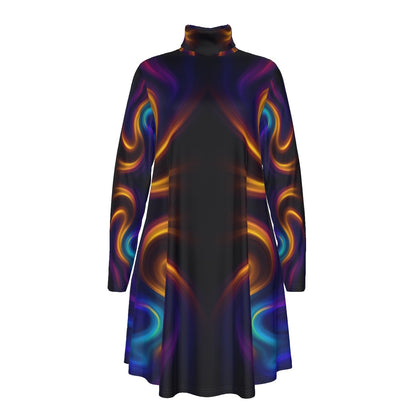 Women's High Neck Dress With Long Sleeve