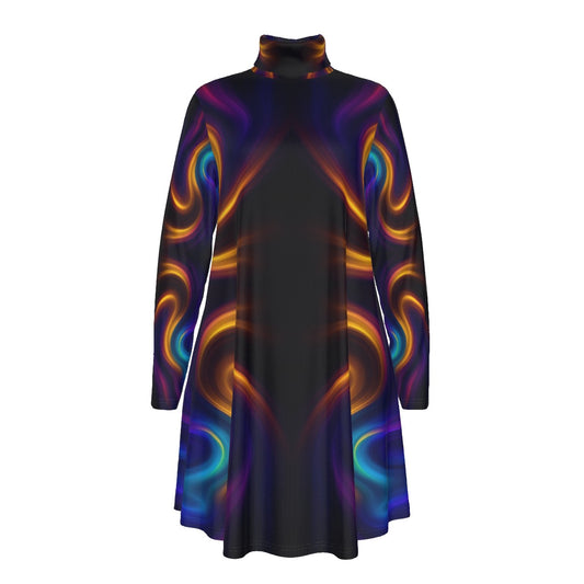 Women's High Neck Dress With Long Sleeve