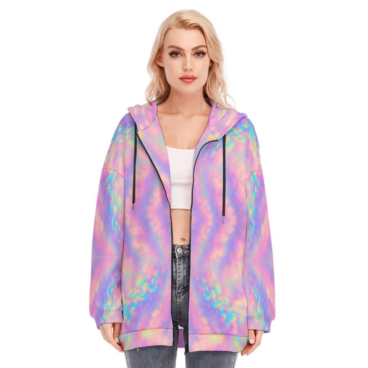 Women's Long Hoodie With Zipper Closure