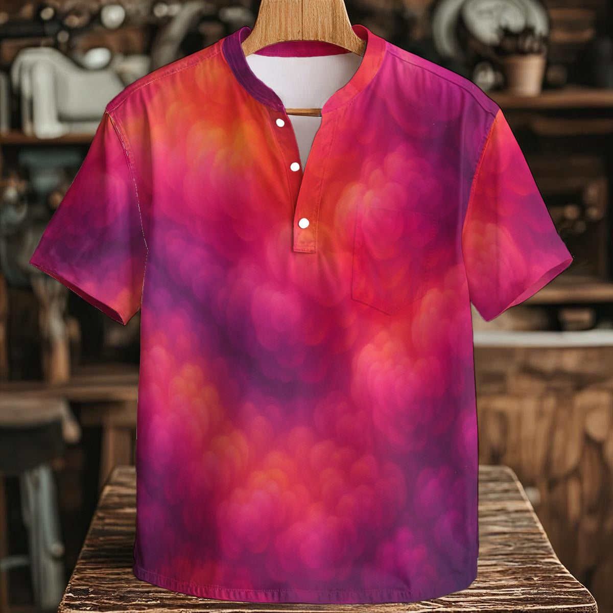 Men's Henley Shirt With Chest Pocket