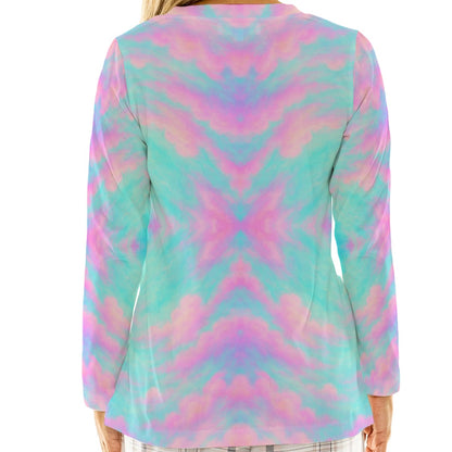 Women's Loose V-Neck T-Shirt With Long Sleeve