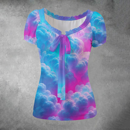 Women's Puff Sleeve Pleated Shirt