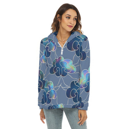 Women's Borg Fleece Hoodie With Half Zip