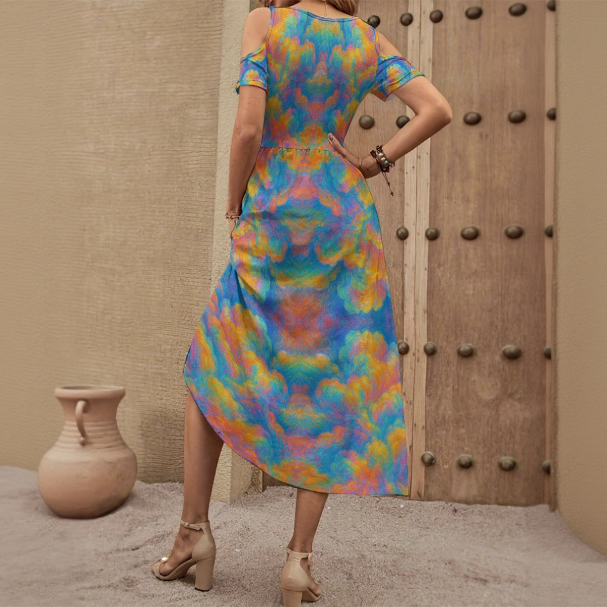 Women's V-neck Off-shoulder Dress