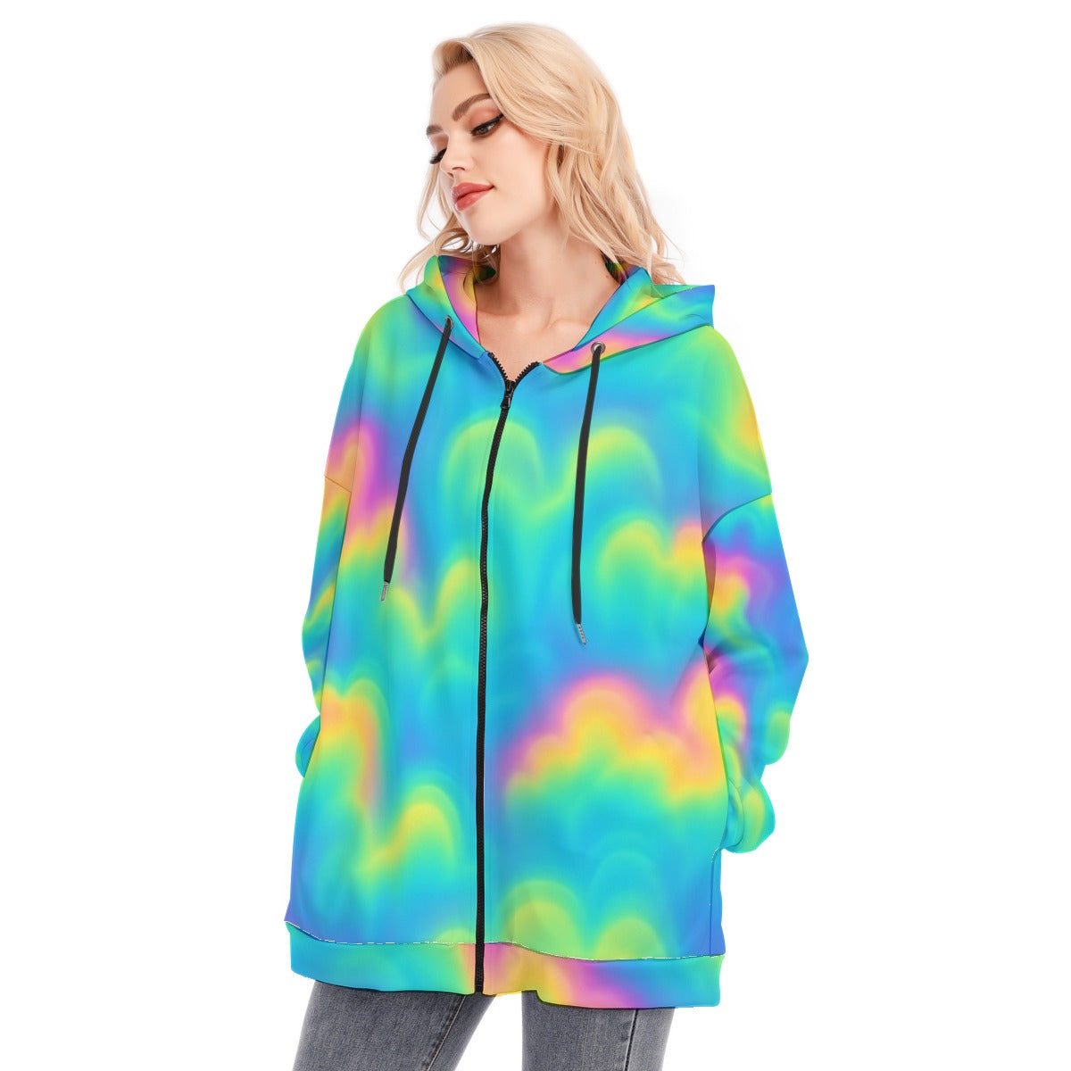 Women's Long Hoodie With Zipper Closure