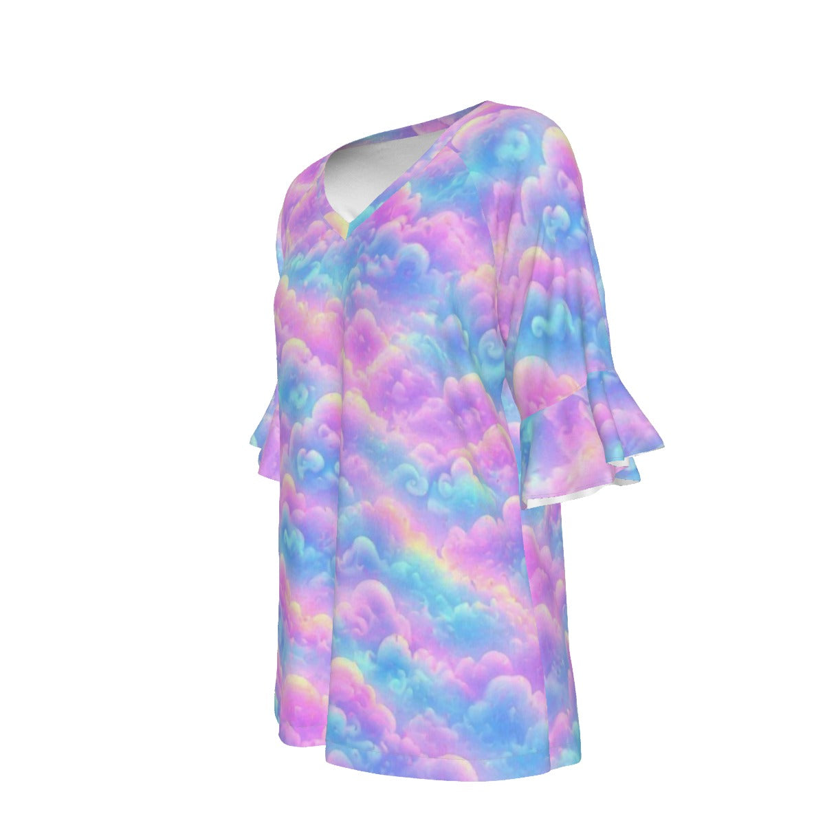 V-neck Women's T-shirt With Bell Sleeve