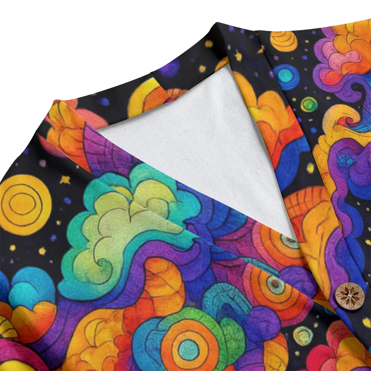 Unisex V-neck Knitted Fleece Cardigan With Button Closure