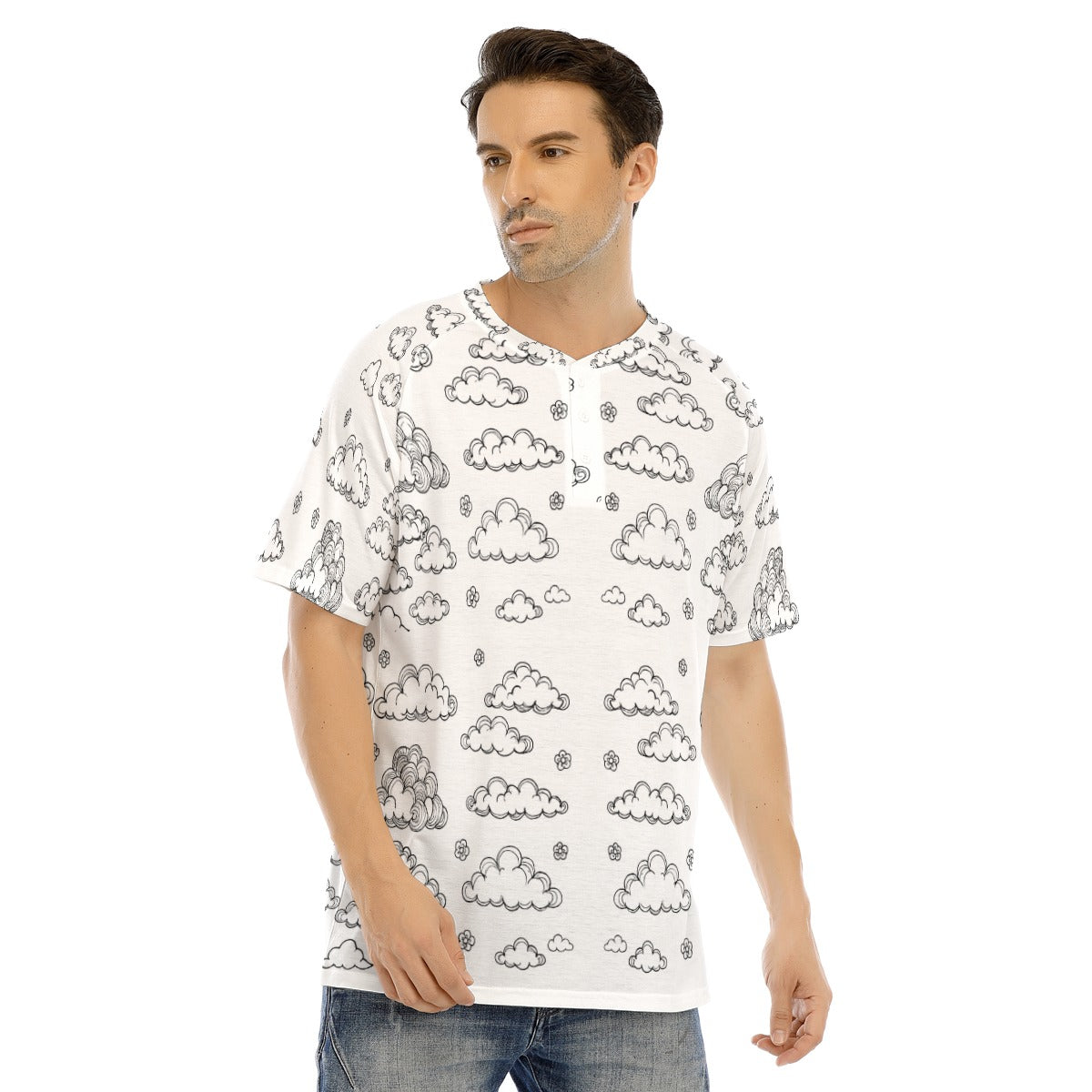 Men's Raglan Sleeve T-shirt With Button Closure