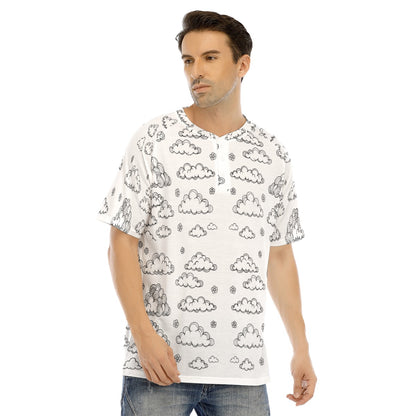 Men's Raglan Sleeve T-shirt With Button Closure