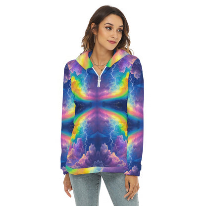 Women's Borg Fleece Hoodie With Half Zip