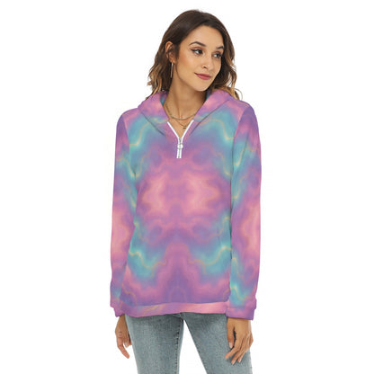 Women's Borg Fleece Hoodie With Half Zip