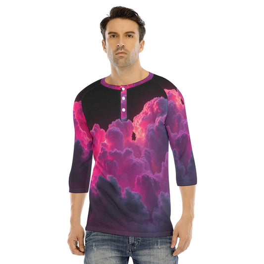 Men's Bracelet Sleeve T-shirt With Button Closure - view 1