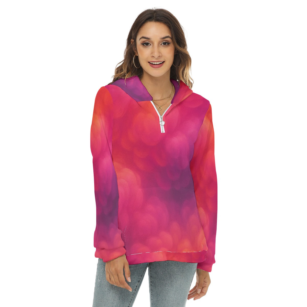Women's Borg Fleece Hoodie With Half Zip
