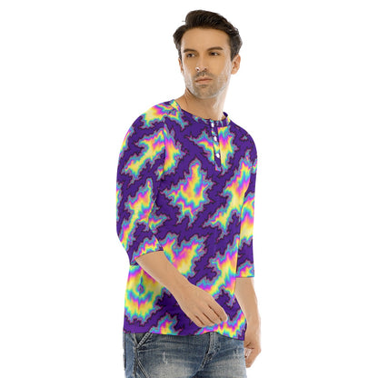 Men's Bracelet Sleeve T-shirt With Button Closure - view 2