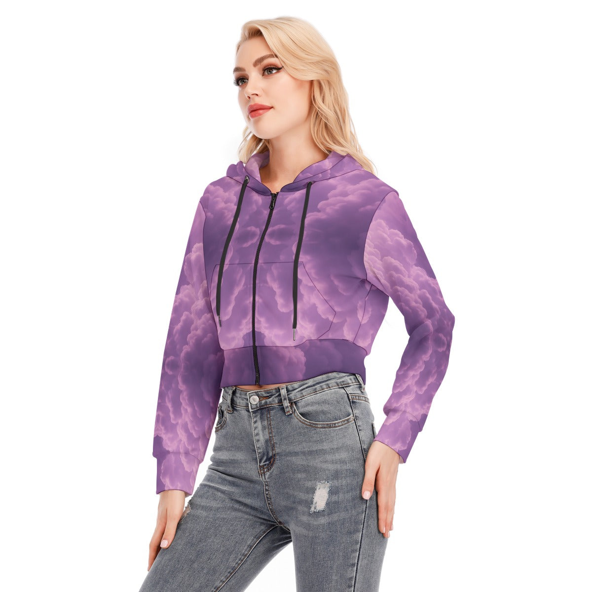 Women's Crop Top Hoodie With Zipper Closure