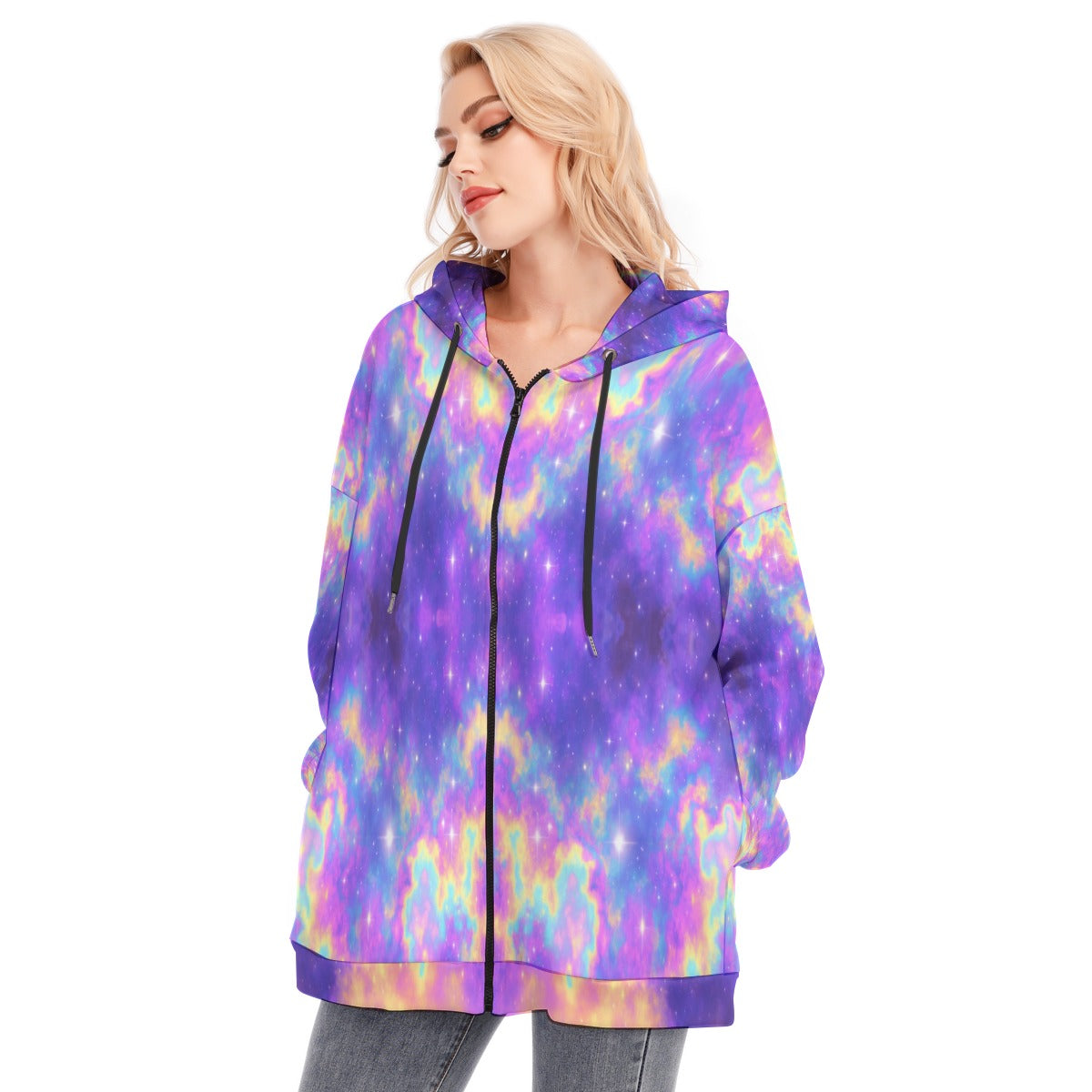 Women's Long Hoodie With Zipper Closure