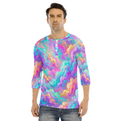 Men's Bracelet Sleeve T-shirt With Button Closure - view 1