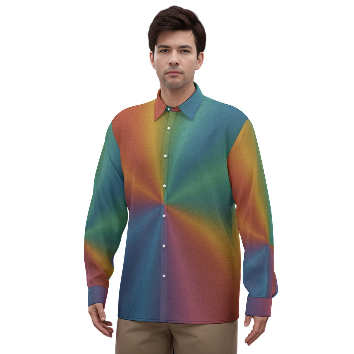 Men's Imitation Silk Long-Sleeved Shirt