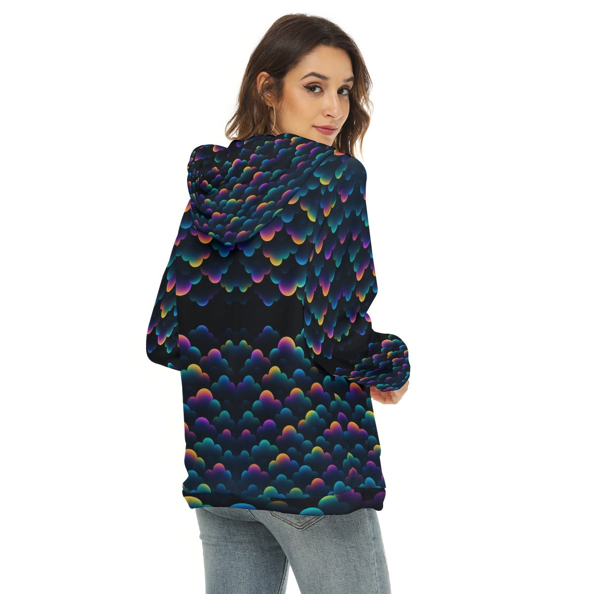 Women's Borg Fleece Hoodie With Half Zip