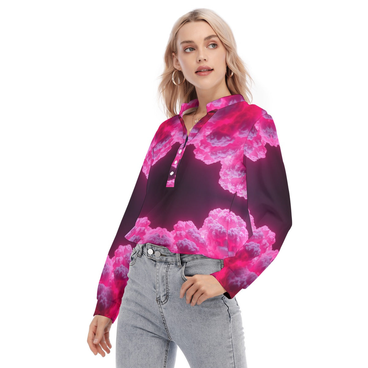 Women's Long Sleeve Blouse With Button Closure