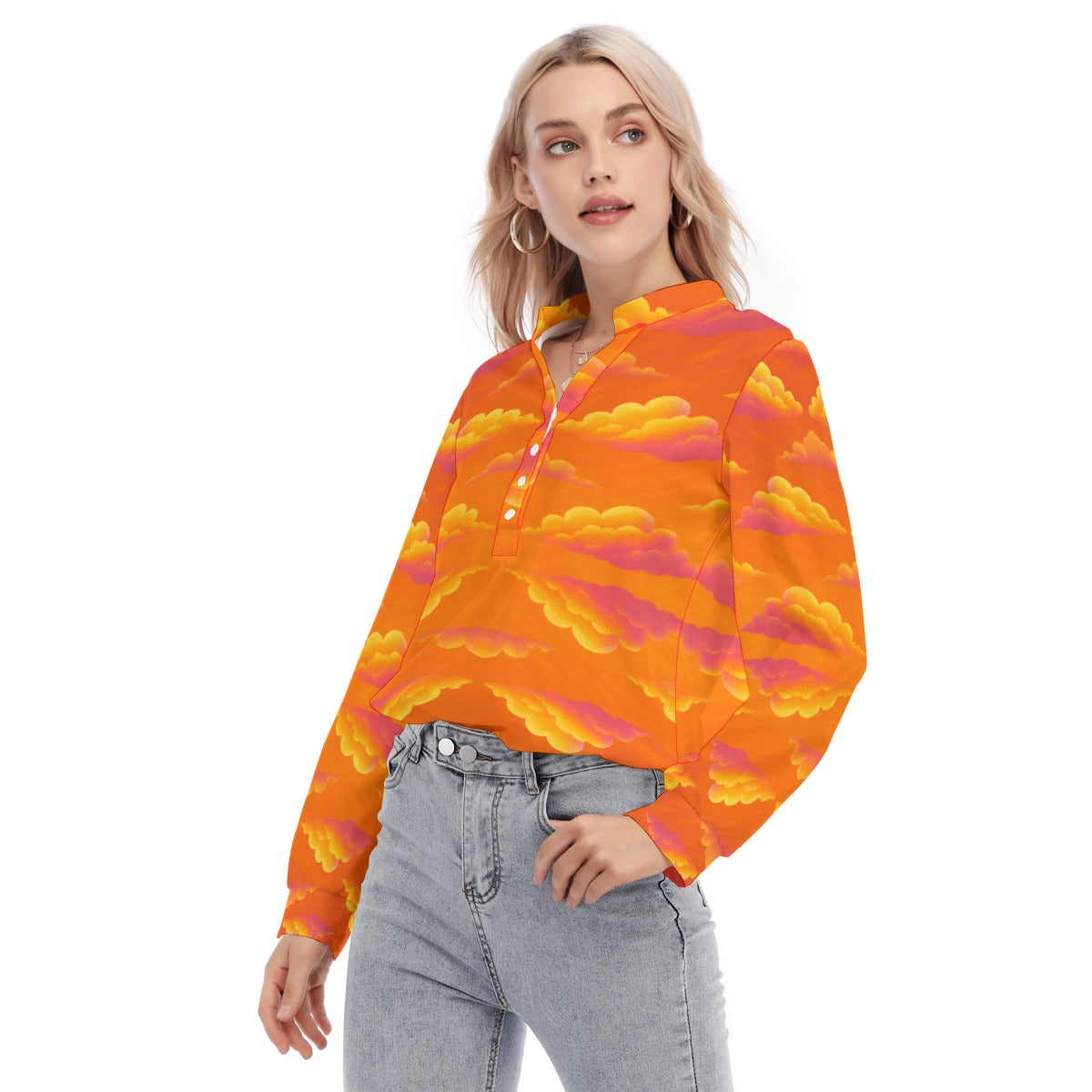 Women's Long Sleeve Blouse With Button Closure