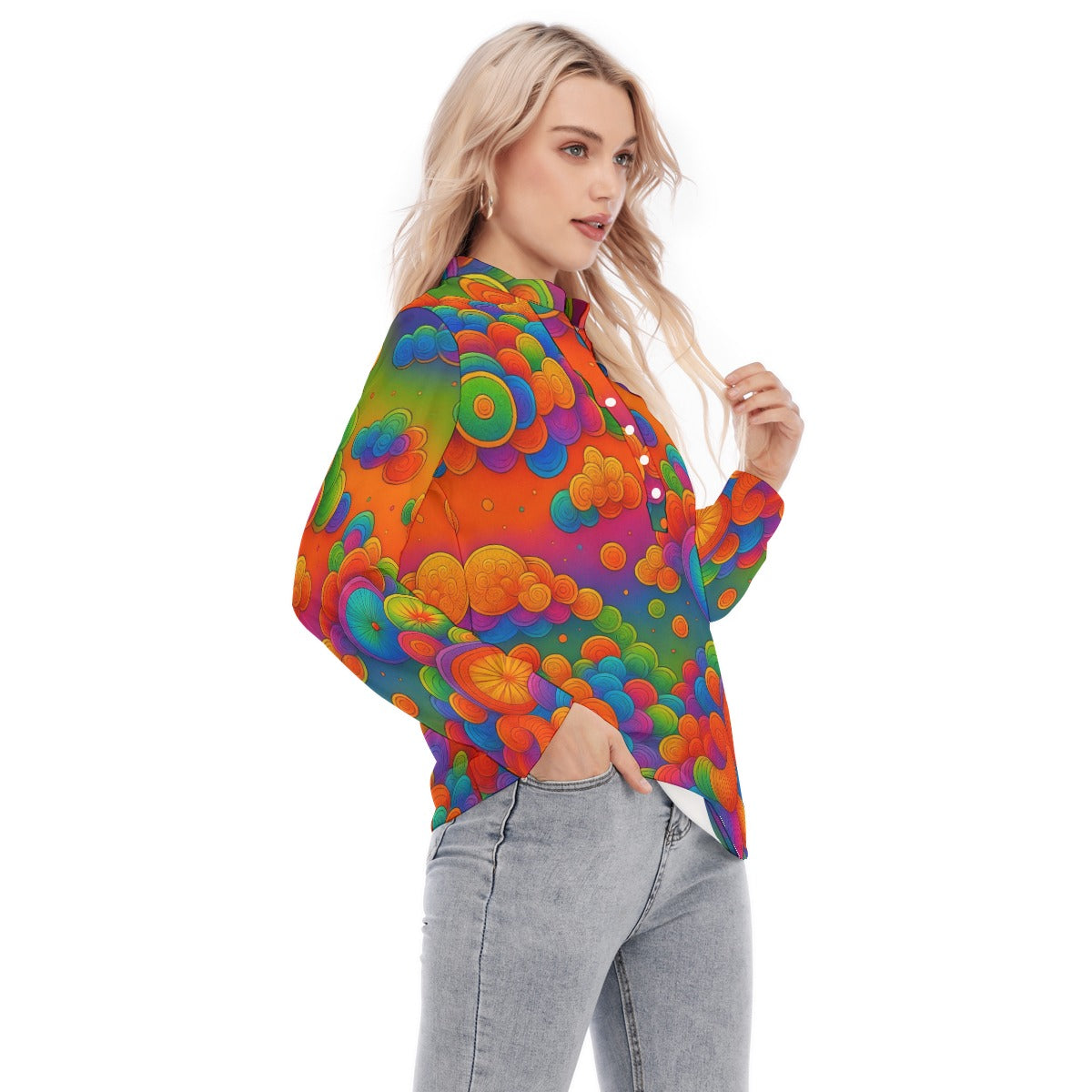 Women's Long Sleeve Blouse With Button Closure