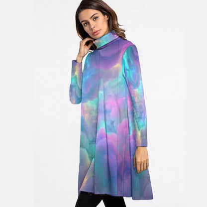 Women's High Neck Dress With Long Sleeve