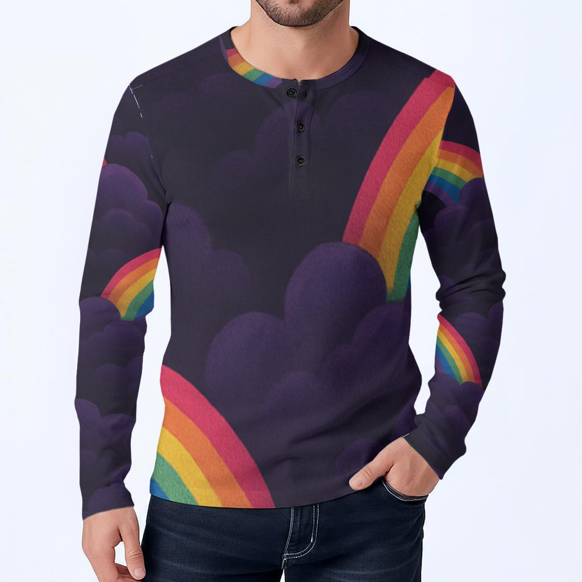 Men's Classic Long-Sleeve Henley Shirt