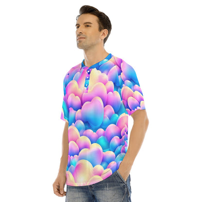 Men's Raglan Sleeve T-shirt With Button Closure
