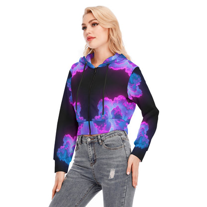 Women's Crop Top Hoodie With Zipper Closure