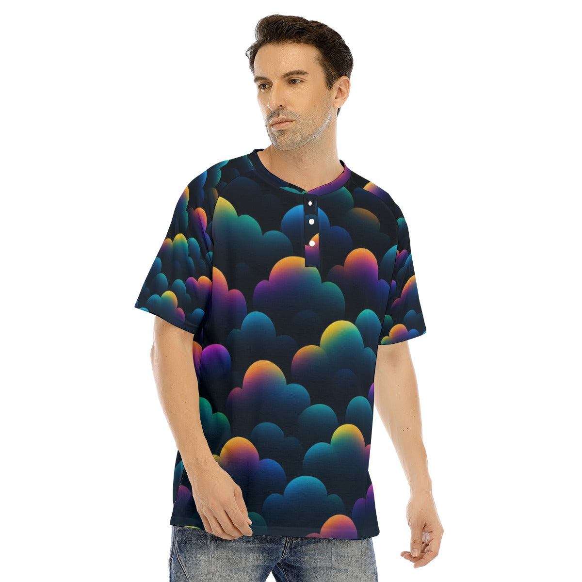 Men's Raglan Sleeve T-shirt With Button Closure