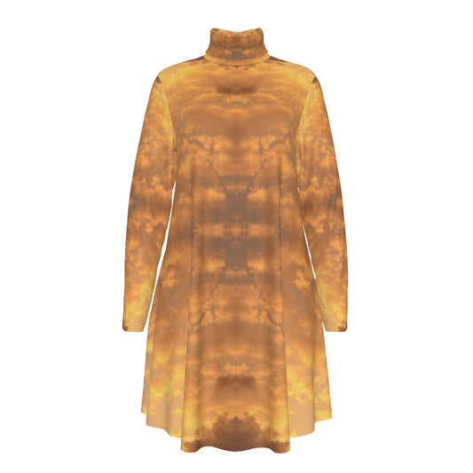 Women's High Neck Dress With Long Sleeve