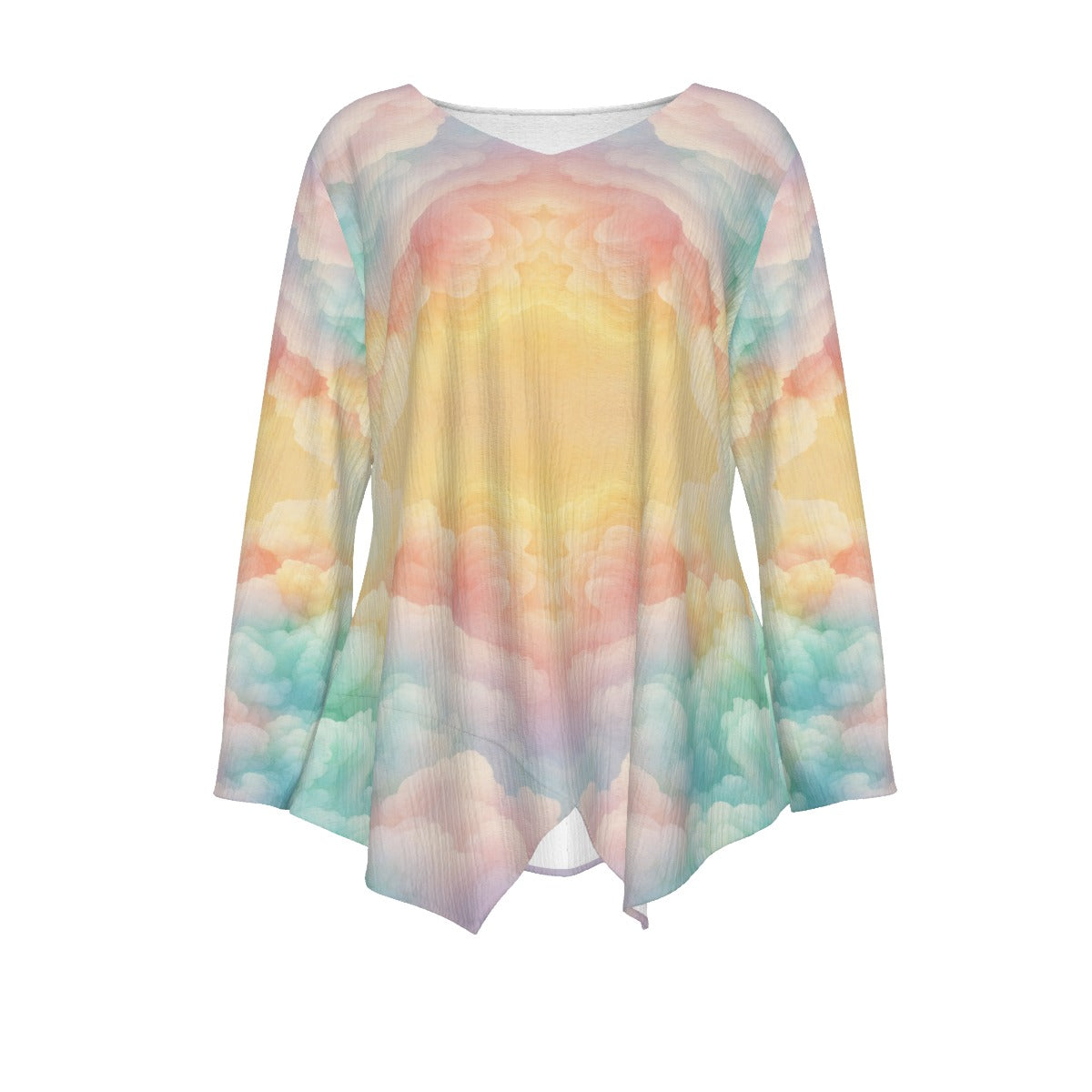 Women's V-neck T-shirt With Irregular Hem