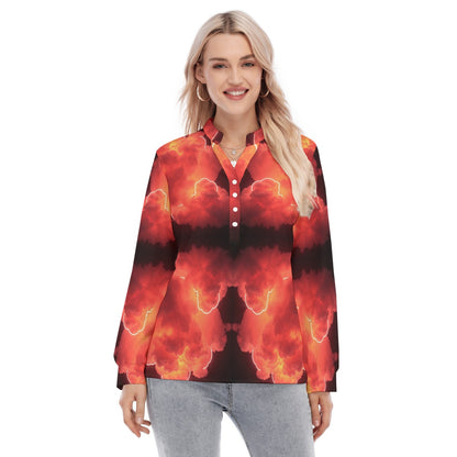 Women's Long Sleeve Blouse With Button Closure