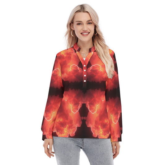 Women's Long Sleeve Blouse With Button Closure