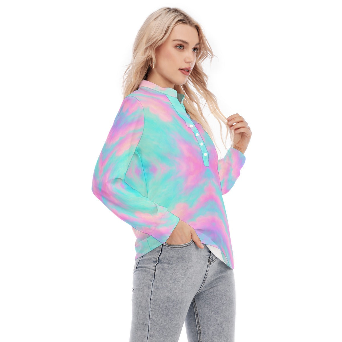 Women's Long Sleeve Blouse With Button Closure