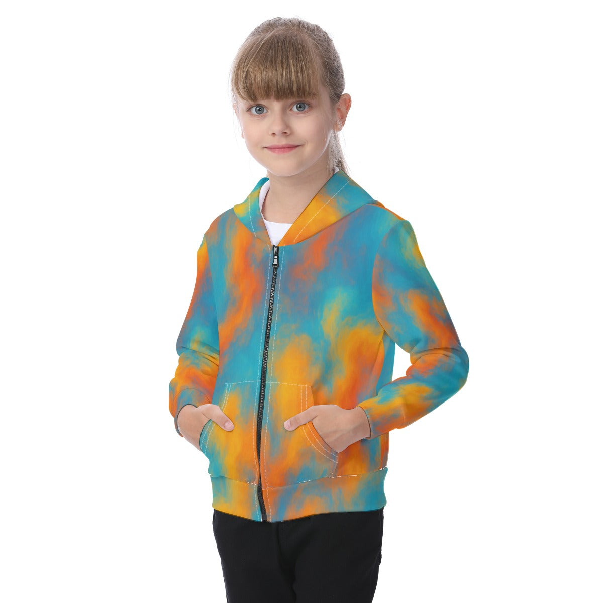 Unisex Kid's Zip-up Hoodie With Patch Pocket