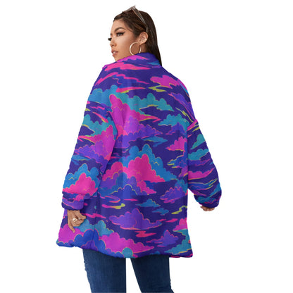 Unisex Borg Fleece Stand-up Collar Coat With Zipper Closure(Plus Size)