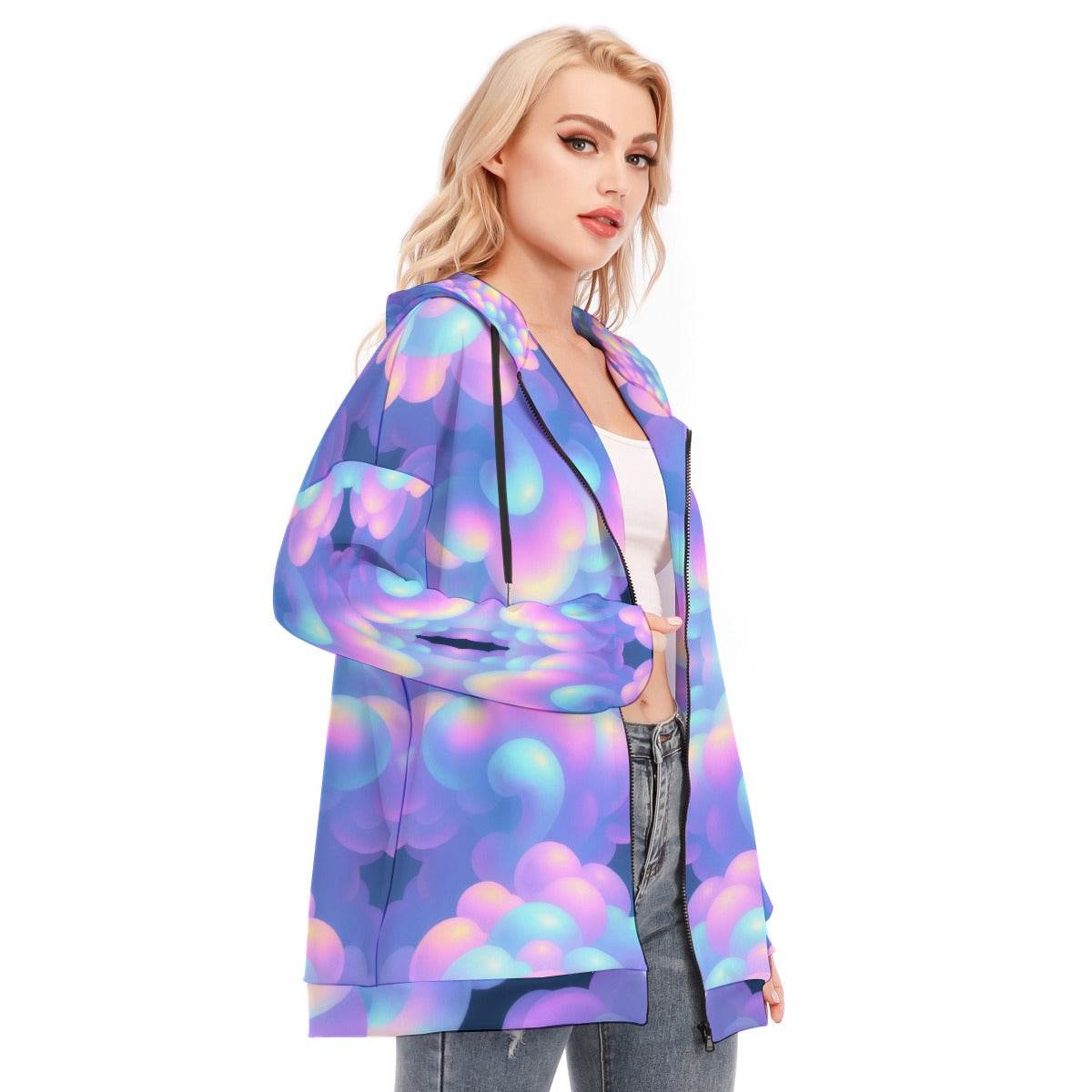 Women's Long Hoodie With Zipper Closure