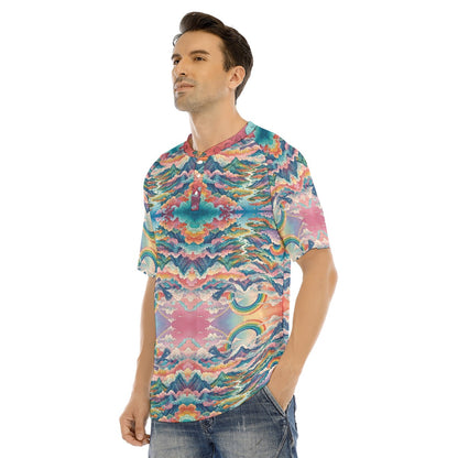 Men's Raglan Sleeve T-shirt With Button Closure