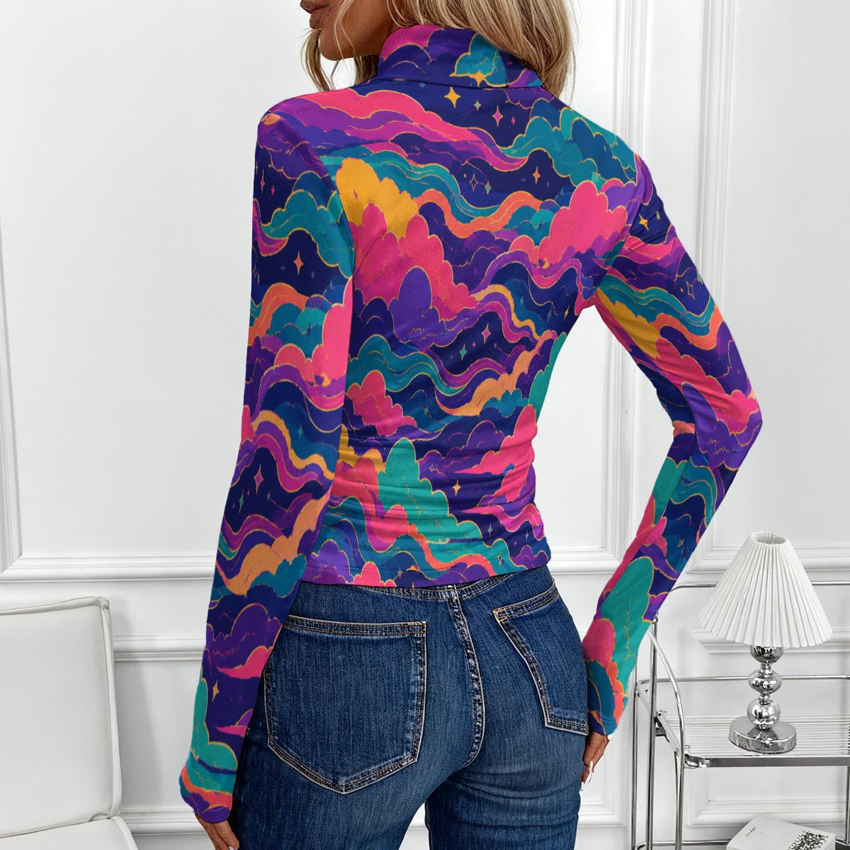 Women's Women's High-Neck Top With Long Sleeve