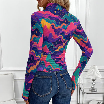 Women's Women's High-Neck Top With Long Sleeve
