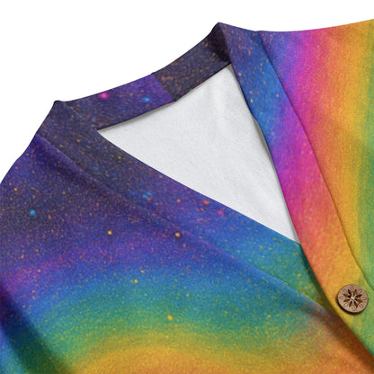 Unisex V-neck Knitted Fleece Cardigan With Button Closure