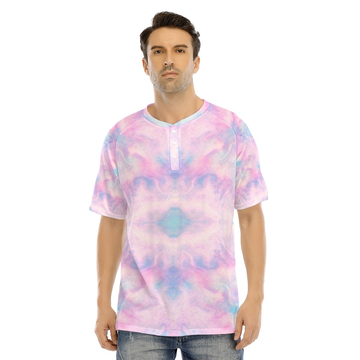 Men's Raglan Sleeve T-shirt With Button Closure