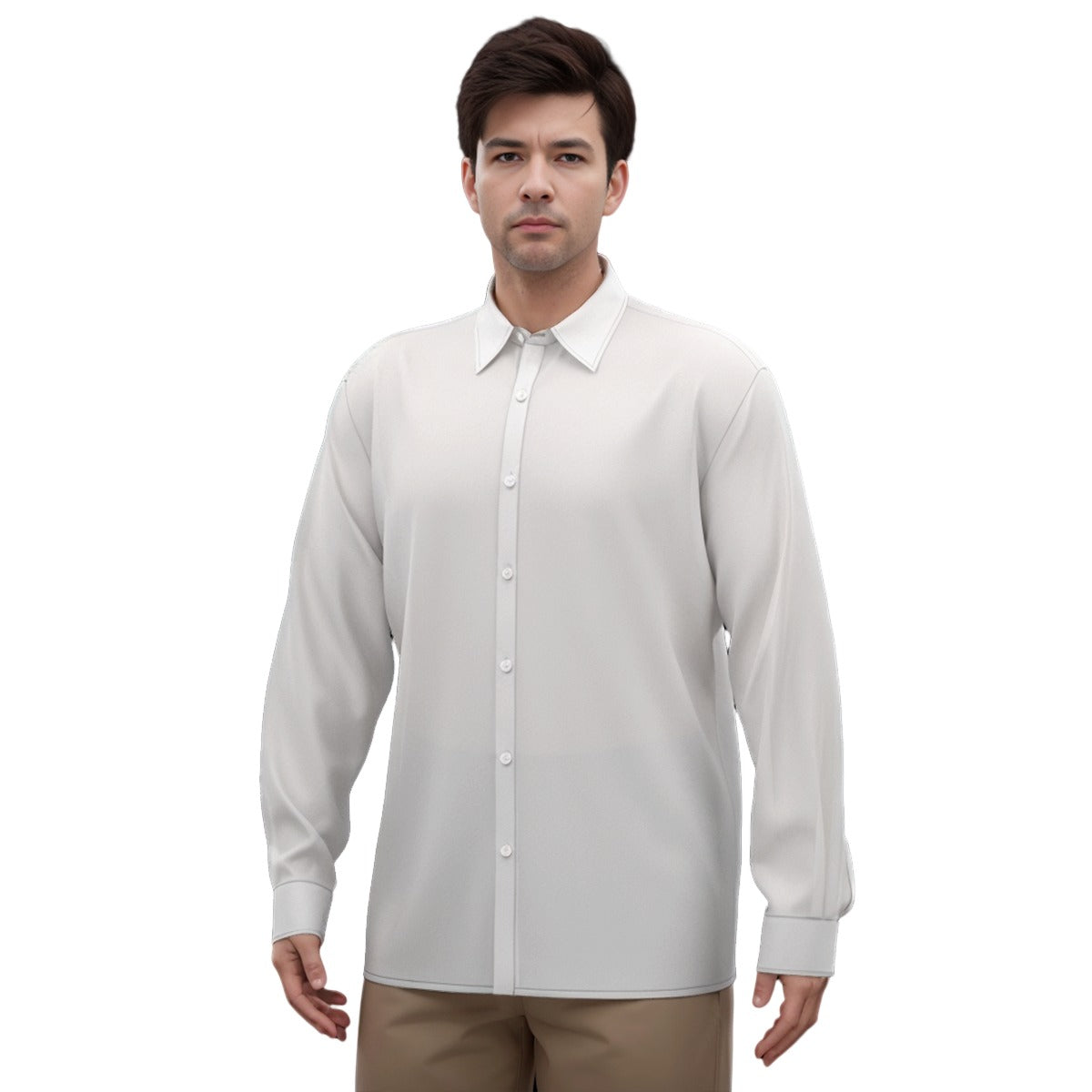 Men's Imitation Silk Long-Sleeved Shirt