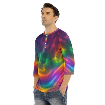 Men's Bracelet Sleeve T-shirt With Button Closure - view 3