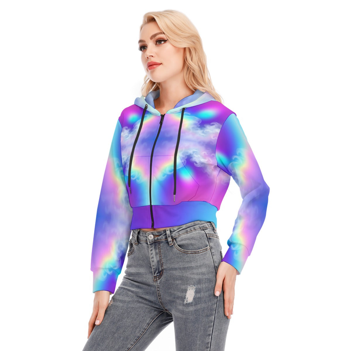 Women's Crop Top Hoodie With Zipper Closure